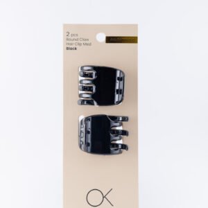 2pcs Round Claw Hair Clip Med - Black