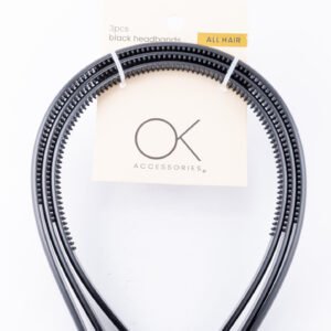 3pcs Black Headbands